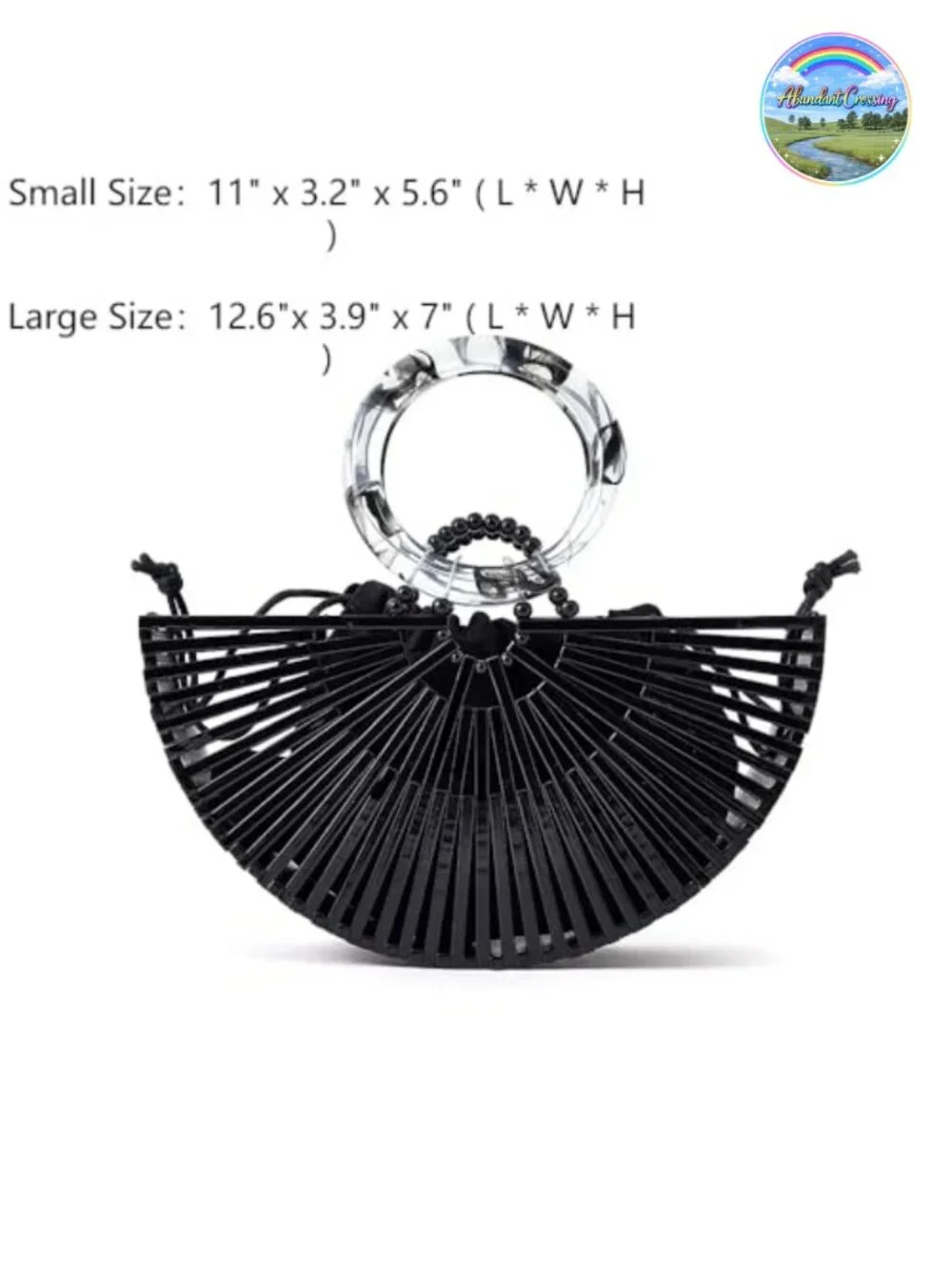 Eco-Friendly Bamboo Tote Bag with Acrylic Handles Summer Beach Purse Handbag